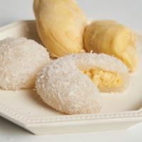 20 Durian Daifuku 2pcs 榴槤糯米糍2入(Vegan) · Sweet Rice Flour, Durian, Coconut Flakes