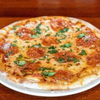 Pepperoni Pizza · Molinari pepperoni, mozzarella, tomato sauce.