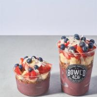 Original Gangster · Blend with: Organic Acai, Strawberry, Banana. 

Topped with: Gluten Free Granola, Strawberry...