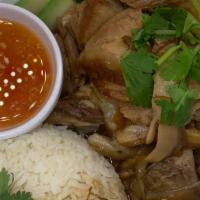 Khao Ka Moo ข้าวขาหมู · (Braised Pork Leg over rice) flavorful pork lag roast that is braised and then simmered for ...