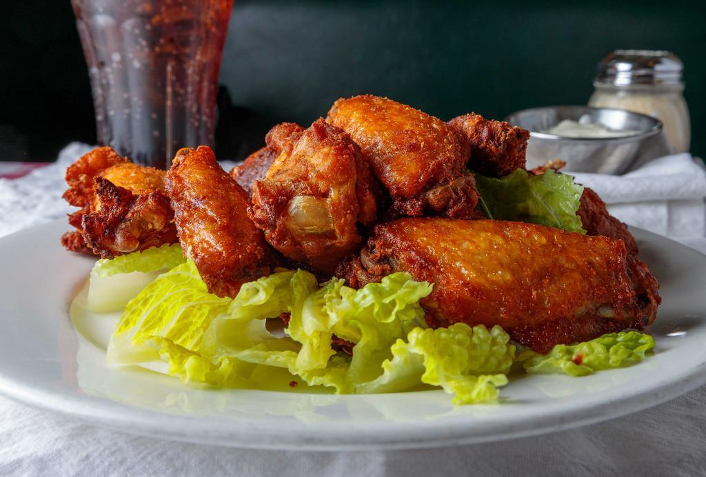 Chicken Wings · CHOICE OF RANCH, BLUE CHEESE, BBQ OR BUFFALO SAUCE.