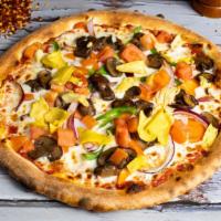 Veggie Forgot About Me · Cremini mushrooms, cherry tomatoes, bell peppers, marinated artichoke hearts, red onions, mo...