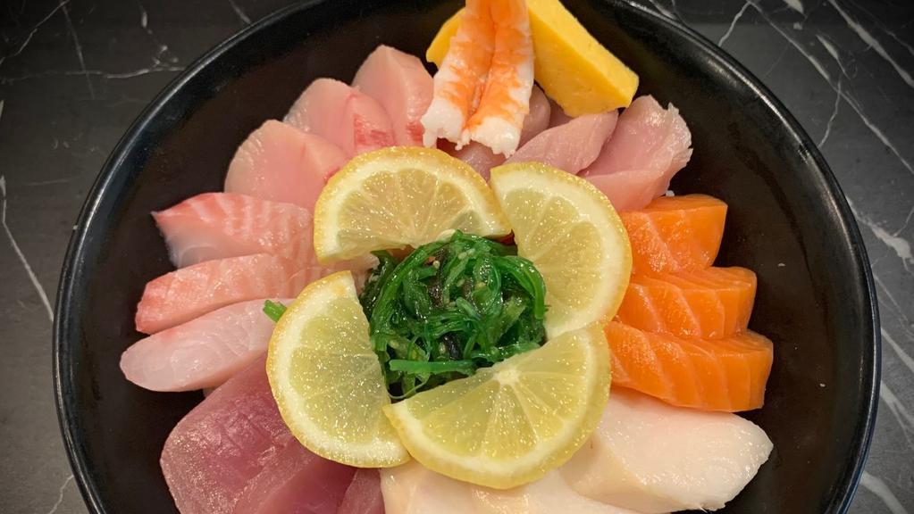 #06. Chirashi Sushi · Mixed sashimi over rice.