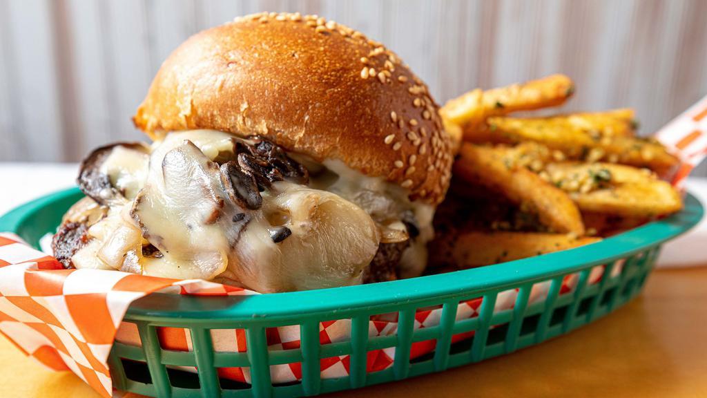 The Point Burger · Swiss cheese, sautéed mushrooms, sautéed onion, and mayo.