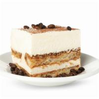 Tiramisu · A lady finger sponge soaked in a rum syrup and filled with imported mascarpone cream and dus...