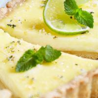 Key Lime with Fruit · A buttery short dough tart shell filled with key lime curd, sprinkled with granulated sugar ...