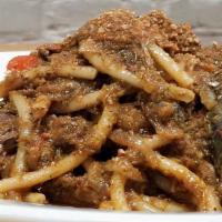 Bucatini 'chi Finucchiede' · Palermo specialty, fresh sardines, pine nuts, currants, sweet onion, Sicilian anchovies, saf...