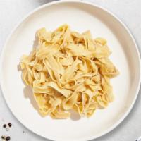 Gather The Fettuccine · Fresh fettuccine cooked with your choice of sauce, veggies, and meats, topped with black pep...