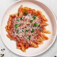 Tomato Time Penne · (Vegetarian) Fresh penne pasta cooked in a red sauce and topped with black pepper, parsley, ...