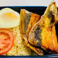 Bangsilog · Fried Milkfish, garlic fried rice, fried egg, sliced tomato