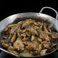 4011. Chicken Stir-fried with Black Bean Sauce · Served in mini wok.