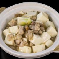 6034. Tofu with Diced Chicken & Salted Fish in Clay Pot · 