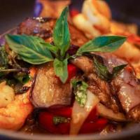 Spicy Eggplant & Basil · Your choice of protein* and eggplant sautéed in chili paste with garlic, bell pepper, onion,...