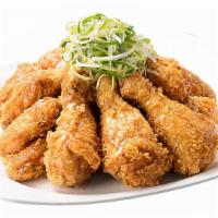 Crispy Padak Chicken (Full) · Crispy fried chicken with sweet and mustardy green onion sauce, topped with thinly sliced gr...