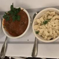 Beef Stew Goulash · Arno’s famous slow braised beef goulash made from scratch, fresh house-made spaetzle, yogurt...