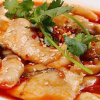 3. Boiled Sliced Fish in Hot Sauce 水煮鱼片 · Spicy.