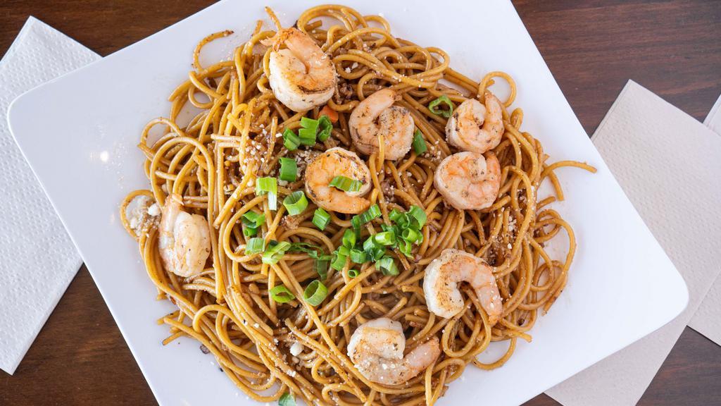 Shrimp Garlic Noodles · Sautéed with butter, garlic, Parmesan cheese and R&B’s blend soy sauce.