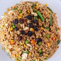 Veggie Fried Rice · Sautéed with green bean, peas, diced carrots, corn, green onion, egg and R&B’s blend soy sau...