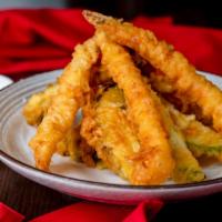 Tempura Plate · Assorted deep fried vegetable and shrimp.
