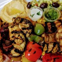 Mixed Veggie Grill (V) Plate · Grilled Eggplant, Portobello Mushrooms, Bell Peppers, Tomatoes, Onions and spices. Served wi...