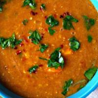 Lentils Soup · Masoor Lentils cooked with onions, tomatoes, bell peppers, garlic and herbs. Vegan and Veget...