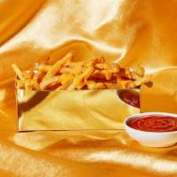 Liquid Gold Fries · Crispy french fries covered in melty gooey cheese.