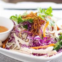 Vietnamese Chicken Salad · chicken, cabbage, mint, onions, cilantro, peanuts.
