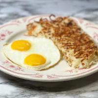 Combination · Two eggs, hash browns, pancakes or waffle or toast, juice or coffee.