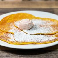 Swedish · Four french crepes, lingonberry butter, powdered sugar.