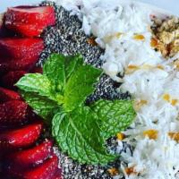 Acai Bowl  · Frozen berries, organic acai juice, almond milk, granola, coconut flakes,fresh strawberries ...