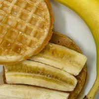 Maple Pb Banana Waffles (gf) · GF Waffles, creamy peanut butter, banana, maple syrup, and sea salt