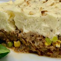 Shepherd's Pie · House made savory comfort classic topped with fluffy creamy mashed potatoes. Totally gluten ...