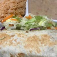 Burrito Especial · Your choice of meat with onions, cilantro, and hot sauce, wrapped up in a flour tortilla wit...
