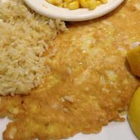 Petrale Sole · Fried in egg batter or with Greek lemon sauce served with tartar sauce.