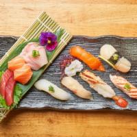 Moriawase Small · 6 Pcs. Sushi & 6 Pcs. Sashimi. Chef's choice nigiri and sashimi selection.