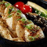 Garlic Butter Scallops · Seared hokkaido scallops and enoki mushroom garlic butter - soy sauce, served with rice and ...