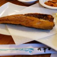 29. pan fried salted mackerel · Served with rice and banchan.