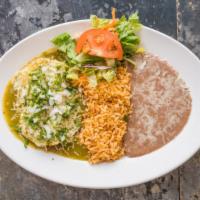 Two Enchiladas · Red or green sauce, choice of meat.