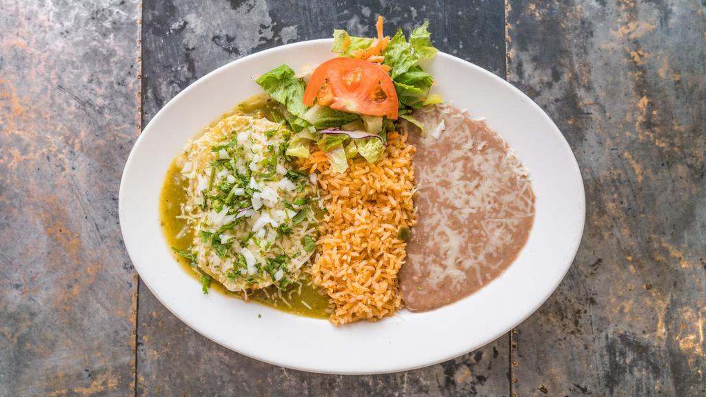Two Enchiladas · Red or green sauce, choice of meat.