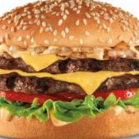 Double Cheese Burger · Double beef patty layered with double American cheese, lettuce, tomato, onion, mayonnaise an...