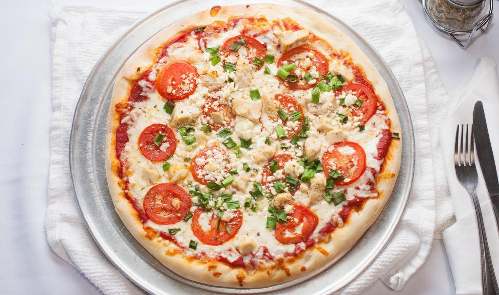 Chef · A combination of grilled chicken, green onions, tomatoes, Feta cheese and oregano.