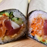 Sashimi Lover · Assorted fish (salmon, tuna, white tuna, and walu) avocado, yuzu mayo, spicy mayo, kimchi sa...