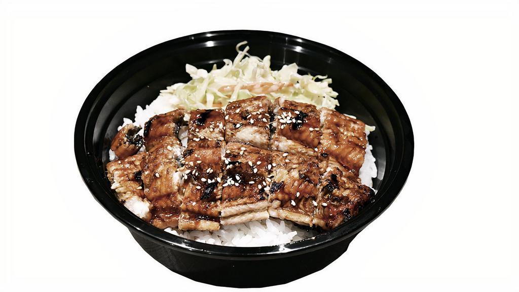 Unagi Donburi · Broiled eel, sesame seeds w/unagi sauce over rice