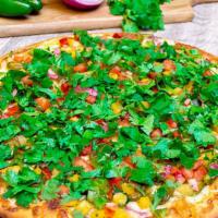 #22 Steve's Medley · A thin crust pizza, smokey cream sauce, red onions, bell peppers, jalapeno peppers, dole pin...