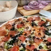 1. Pizza City Combo · Pepperoni, Salami, Sausage, Red Onion, Mushroom, Bell Pepper and Black Olive