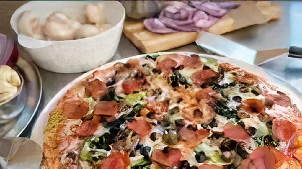 1. Pizza City Combo · Pepperoni, Salami, Sausage, Red Onion, Mushroom, Bell Pepper and Black Olive