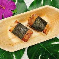 Hawaiian BBQ Chicken Musubi (2 Pc) · Grilled chicken on rice, wrapped in dried seaweed