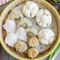 Lee's Favorites - Assorted Dim Sum (12) · Includes three pieces shrimp dumpling, three pieces pork xiu mai, three pieces veg with pork...
