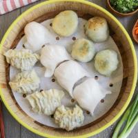 Shrimp Special - Assorted Dim Sum · Includes four pieces shrimp dumpling, four pieces chive & shrimp dumpling, and four pieces v...