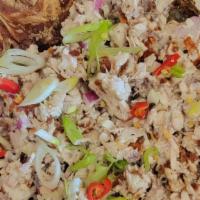 Bangus Sisig · A delicious mixture of fried milkfish (Bangus) with onion, chili, scallions, and seasonings.